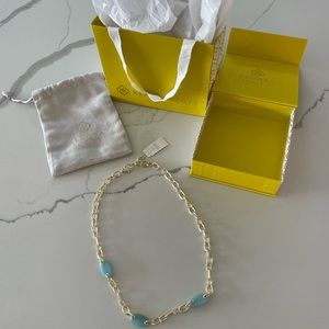 Kendra Scott Ashlyn Gold Mixed Chain Necklace in Teal Amazonite